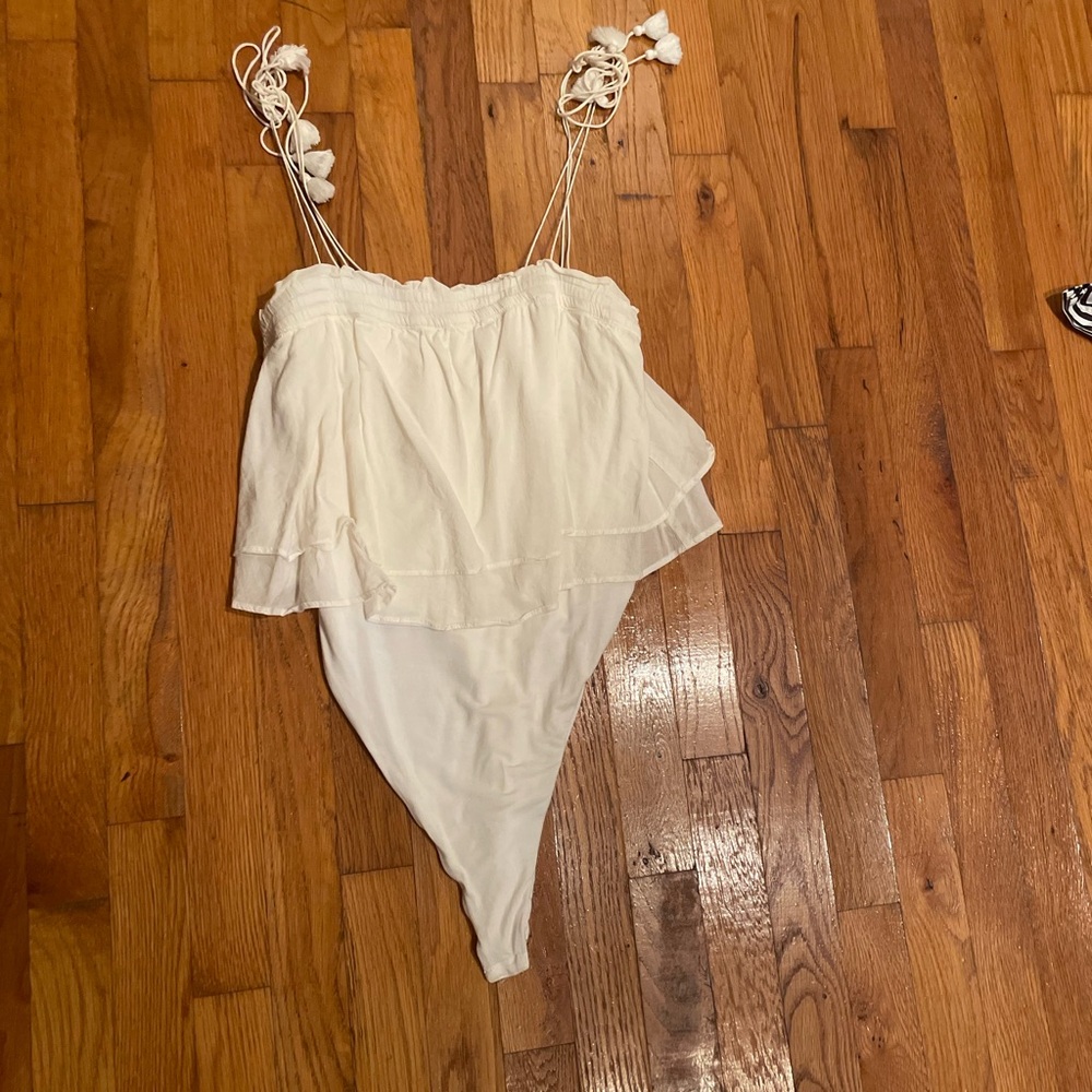 Free People White Layered Bodysuit